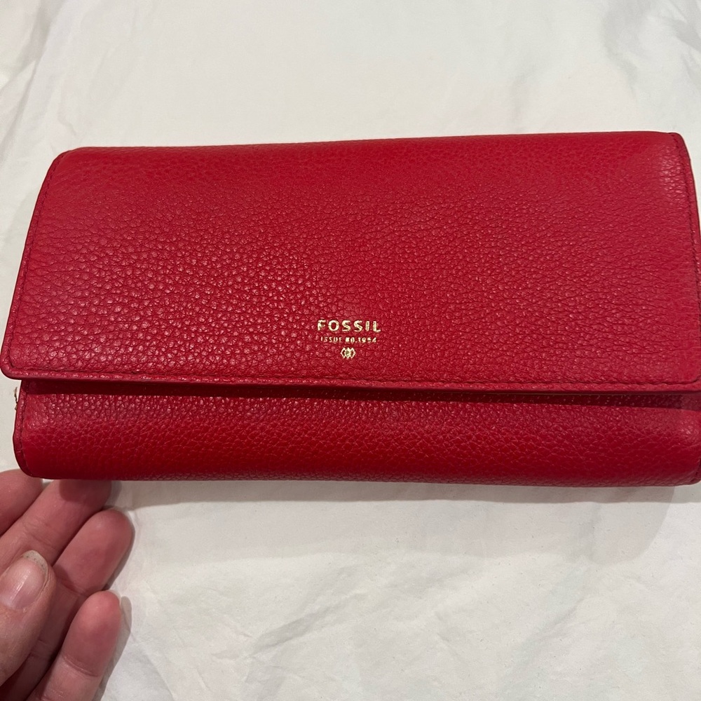 Fossil Cherry Red Leather Wallet